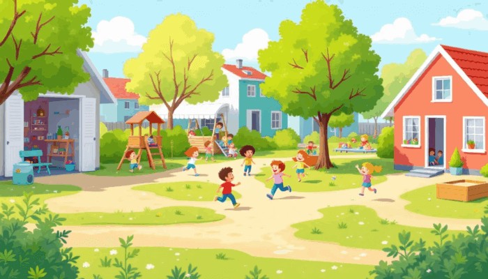 An overview of childcare in Wageningen, with children playing in a safe environment.